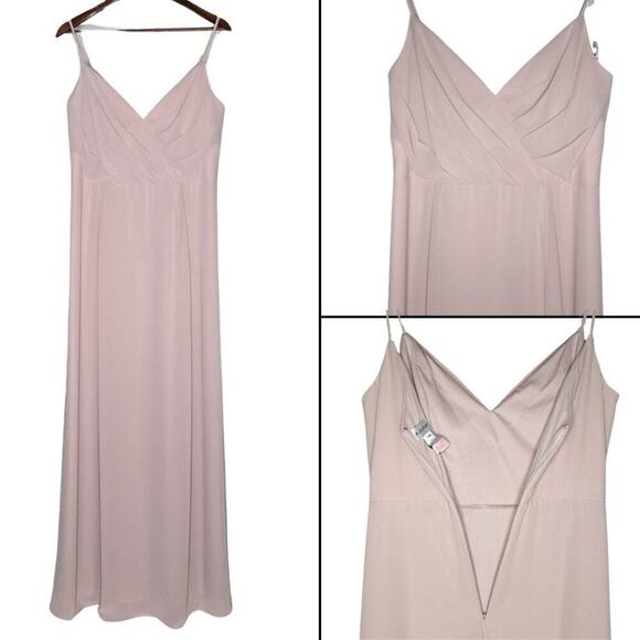 Bill Levkoff Bridesmaid Dress Blush Strappy Spaghetti Strap Pink Rose Gown 1X - Picture 1 of 11